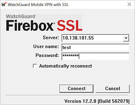 Screen shot of the WatchGuard Firebox SSL dialog box